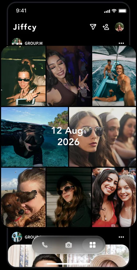 Jiffcy feed with an auto-generated Dots collage